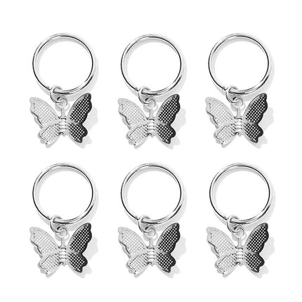 New 6Pcs Butterfly Star Pendant Hair Clip For Women Braid Trendy Metal Rings Western Style Accessories Girls Headdress Tocado
