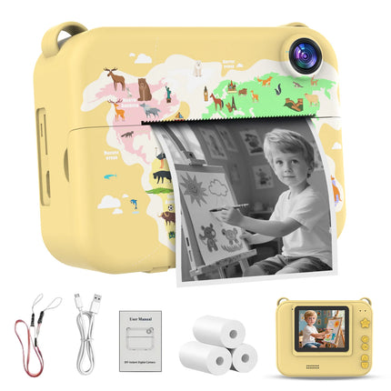 Digital Children Camera 1080P HD Video Recorder with Instant Print Mini Thermal Printer Educational Birthday Gift for Kids