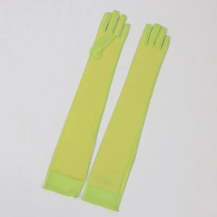 55CM Sexy Lace Thin Hollow Transparent Long Gloves Breathable Net Yarn Women Man Stage Performance Party Cosplay Elasticity