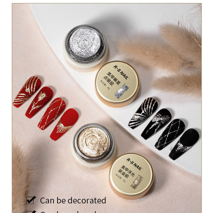 RSNAIL No Wipe Platinum Gel Nail Polish 8g Sparkle Painting Metallic Golden Silvery Liner Gel French Drawing Liner DIY Nail Art