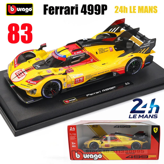 Bburago 1:18 Ferrari 499P LMH 2024 Car Model Boy Big Toy Static Die Cast Vehicles Collectible Model Car Toys