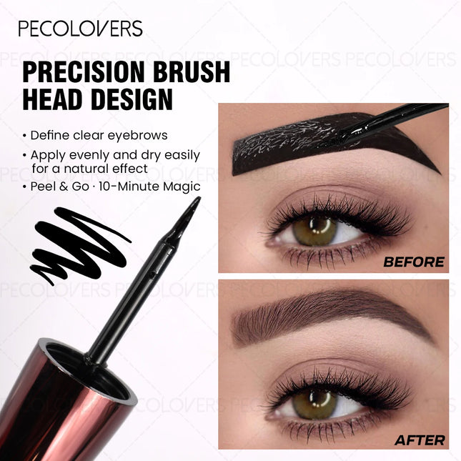 1Pc Pecolover Tattoo Eyebrow Gel, Waterproof, Semi-Permanent, Long-Lasting, Black Brown, Sweatproof, Film-Forming, Peel-Off