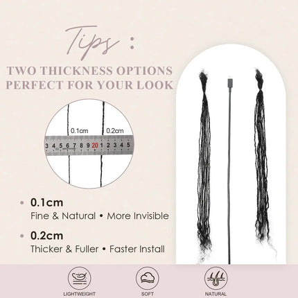 0.1cm-0.2cm Width Sister Locs Extensions Human Hair Curly Tips Permanent Micro Locs Extensions Natural Looking Soft Dreadlocks