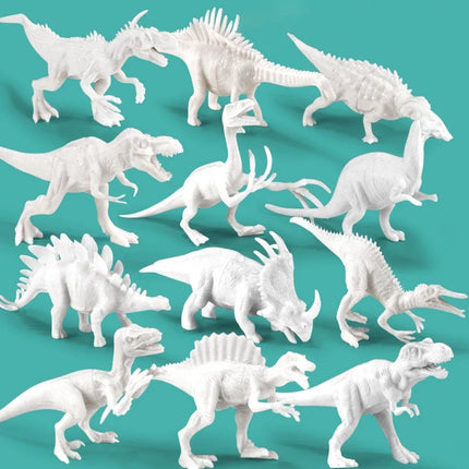6/8Pcs Painted Graffiti Dinosaur White Embryo Animals Model Children's Educational DIY Handmade Painting Colorful Dinosaur Toys