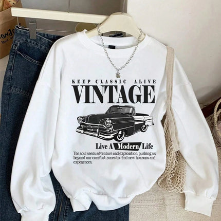 Keep Classic Alive And Car Printing Hoodies Women Autumn Casual Soft Hoodie Fashion Oversize Hoody Versatile Warm Fleece Hooded