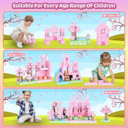 Magnetic Building Blocks Mine World Pink Girly Heart Blossom Cave Plant  Architecture Cubes Set Brick Cube Toys Children Gifts