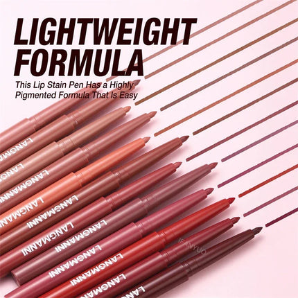 12 Colors Waterproof Lip Liner Pencil Matte Red Brown Plumping Lip Stain Long-Lasting Smooth Perfect Outline & Filling Lips