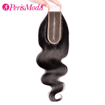 PerisModa Body Wave Lace Closure 2x6 Transparent Lace Swiss Lace Natural Color Human Hair With Pre Plucked