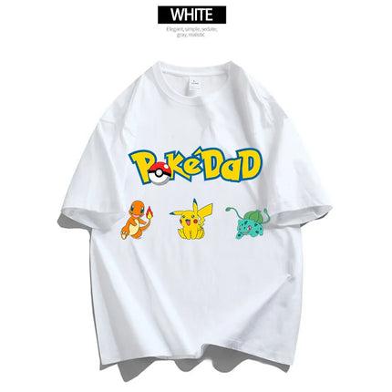 T-shirts for Men Women Anime Cartoon Pokemoned Fashion Couple Short Sleeved Shirt Male Female Summer Cotton Top Adults Clothes