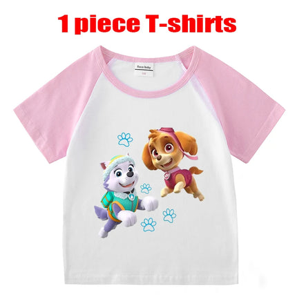 Children's Summer Pajama Set Kids Cartoon PAW Patrol T-shirt+Shorts Sets Boys Cotton Tops+Shorts 2Pcs Baby Boys Girls Sport Suit