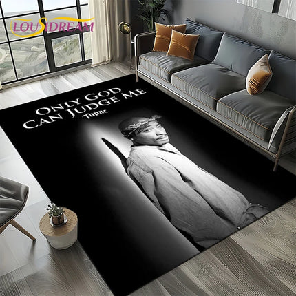 Rapper Eminem Tupac 2pac Hip-Hop Rap God Carpet Rug for Living Room Bedroom Home Sofa Decoration, Area Rug Non-slip Floor Mat