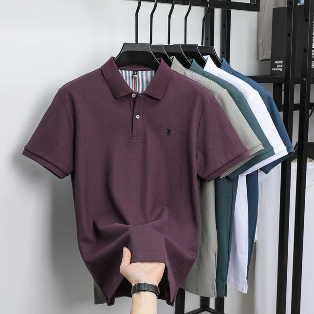 100% pure cotton summer new trendy men's short-sleeved luxury custom business polo shirt exquisite embroidered T-shirt top