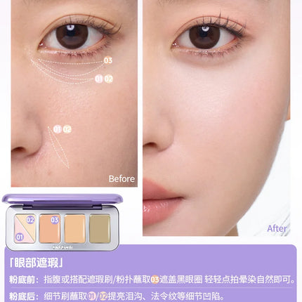 GirlsCrush 5Color Concealer Plate Brighten Lacrimal Groove Covers Acne Black Eye Circles Cream Moisturizer  Face Makeup
