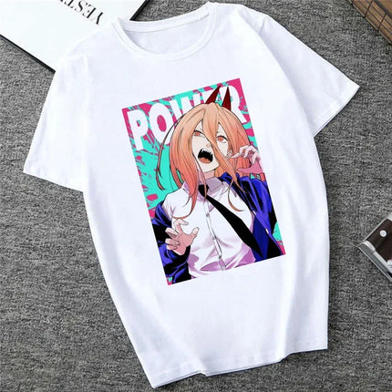 Japanese Anime Denji Tshirt Unisex Chainsaw women T Shirt Women Funny Cartoon Pochita Makima T-shirt Graphic Tees Tops Female 90