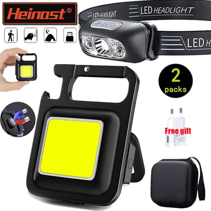 Flashlight Mini Keychain Light Work Light Rechargeable Lamp Super Bright Portable Lanterns LED Sensor Headlamp Fishing Camping