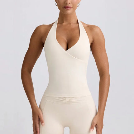 Women's Beautiful Back Nude Feeling Shock-absorbing Gathering Anti Sagging Fitness Sports Vest Suspender Neck Hanging Yoga Bra
