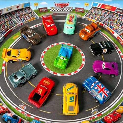 12pcs/Set Disney Pixar Cars Lightning Mcqueen Jackson Storm Mater Pvc Model Back-Force Car Toy For Kids festival Gift Set