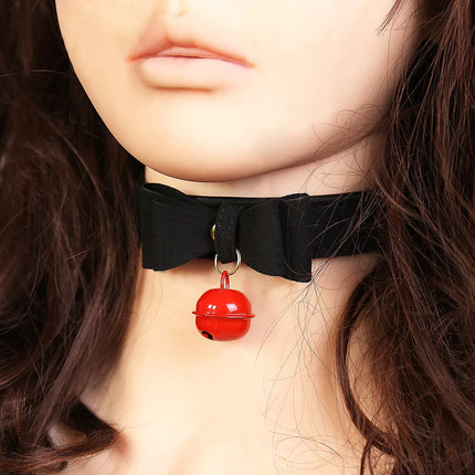 Handmade Sexy Cute Rivet Alternative metal PU Leather Collar Bell Choker Slave Costume BDSM Bondage Necklace Neckband Sex Toys
