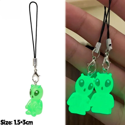 1-30pcs 2026 New Luminous Alien Mobile Phone Lanyard Backpack Keychains Pendants Cute and Glowing Creative Small Pendant