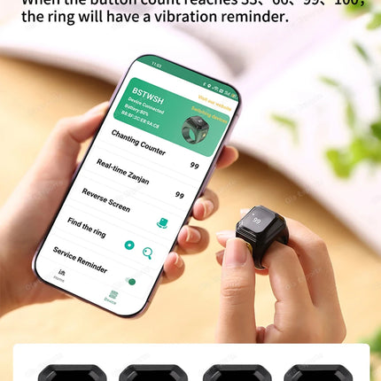 2025 IQibla Smart Zikr Ring Praise Tasbih Tally Electronic Digital Counter for Muslims Prayer Time Vibration Reminder Waterproof