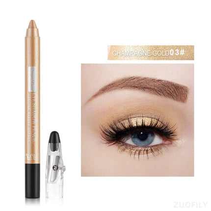 12Colors Glitter Eyeshadow Pen Long Lasting Matte Eye Shadow Palette Shiny Highlighter Silver Purple Eyeliner Pencil Cosmetics