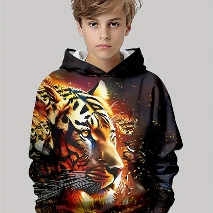 Kids Clothes Boys Hoodies Long Sleeve 3D Tigers Print Children Spring Fall Clothes Casual Outdoor Stylish Boy Girl Clothes Tops