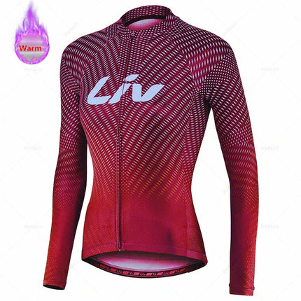 Liv Women Winter Bicicleta Set Outdoor Thermal Fleece Cycling Clothing Road Bike Shirt MTB Jersey Bicycle Uniform Roupa Ciclismo