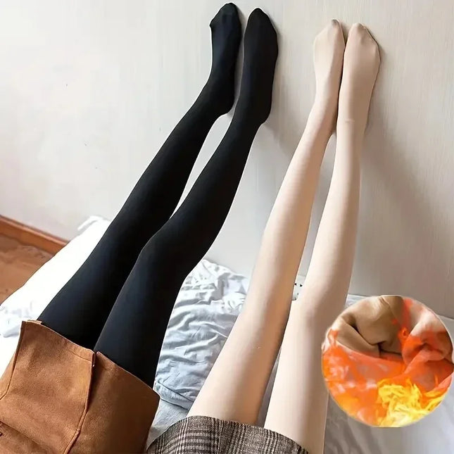 Women's Winter Thickened Leggings, Warm, High Waist, Solid Color, Velvet, for Female, Thickened Velvet Pantyhose, Stretchy Black Tights