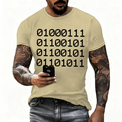 Men's T-Shirt Binary Code Graphic T-shirt Vintage Luminous Personality Shirts Short Sleeve Funny Mathematician Streetwear
