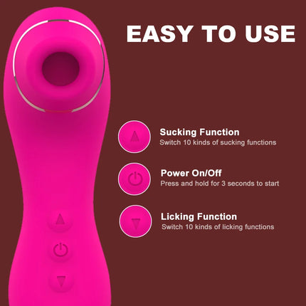 2 in1 Sucker Vibrator Female Licker Oral Clitoral Vaginal Tongue Stimulator Massager Masturbator Sex Toys for Women Couples 18+