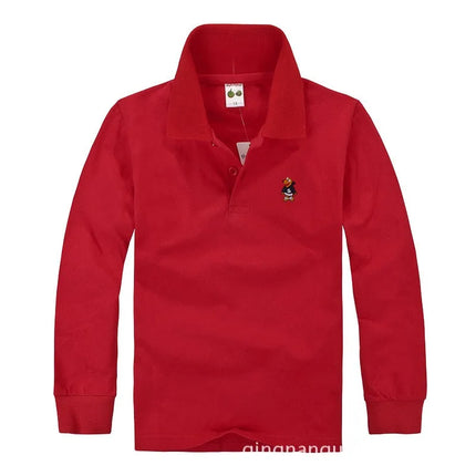 Classic Children's Long Sleeve Polo Shirt Pure Cotton T-Shirt Children Collar Top Baby Girls Base Layer Shirt Teenage Boys tops