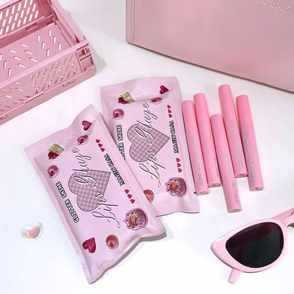 MAGIC CASA Five-Piece Pearl Shimmer Lip Gloss Set Plumping Lip Contour Collection Moisturizing Long-Lasting Lip Color Set