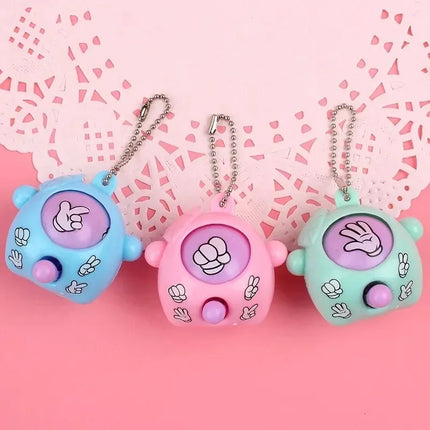 Rock Paper Scissors Guessing Keychain Pendants Mini Finger Flick Game Toy School Bag Pendant Birthday Party Gift