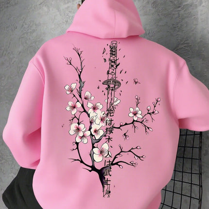 Japan Cherry Blossom Men Women Pullover Hoodie Street Casual Harajuku Y2K Retro Loose Sport Daily Autumn Winter Sweatshirt Top