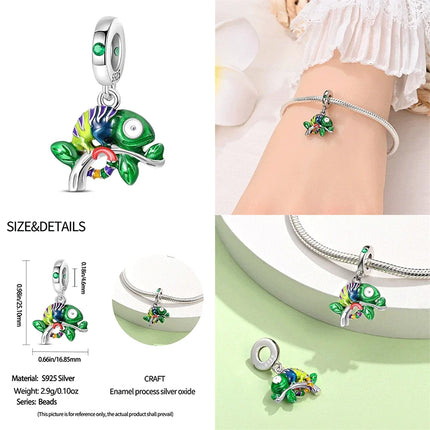 Hot Original 100% 925 Sterling Silver Chameleon Beads Firefly Charms Fit Original Bracelet DIY Jewelry Making Women's Gift