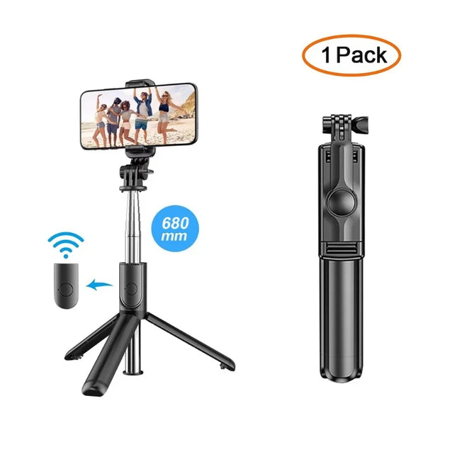 Live Streaming Bluetooth Wireless Selfie Stick Tripod Stand with Light Remote Extendable for iPhone Mobile Phone