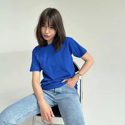 Botvotee 21 Colors Ins Fashion Summer Oversized Basic Solid T-Shirts for Women 100% Cotton White Black Pink T-shirt Casual Tops