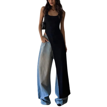 Lamuusaa Long Tank Tops y2k Clothes Women Casual Solid Color Sleeveless Asymmetric Hem T Shirt Vest 2000s Clothing Streetwear