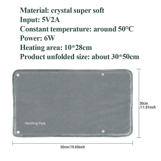 Electric Hand Warmer Portable Ultra-Soft Heating Pad Office/Travel Energy Saving USB Charging Home Graphene Abdomen Warming Pad