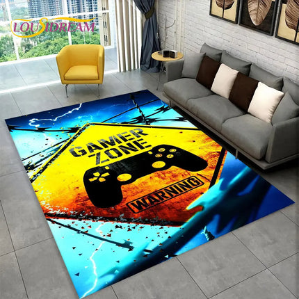 Cartoon Gamer Game Gamepad Area Rug,Carpet Rug for Living Room Kids Bedroom Sofa Kitchen Doormat Decor,Child Non-slip Floor Mat