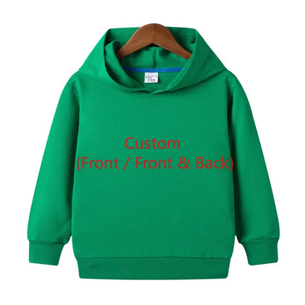Pure Cotton Children Blank Tops Printed Custom Hoodies Boys Girls Sweatshirts 2024 Spring Fall New Solid Color Hooded Sweatshirt