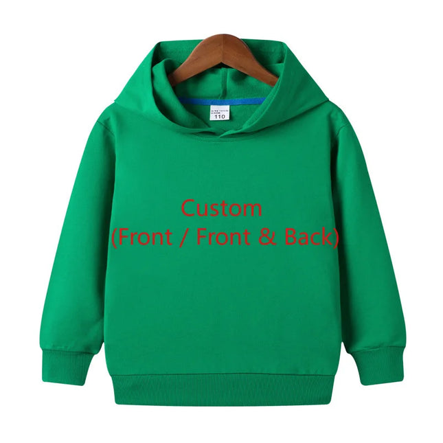 Pure Cotton Children Blank Tops Printed Custom Hoodies Boys Girls Sweatshirts 2024 Spring Fall New Solid Color Hooded Sweatshirt