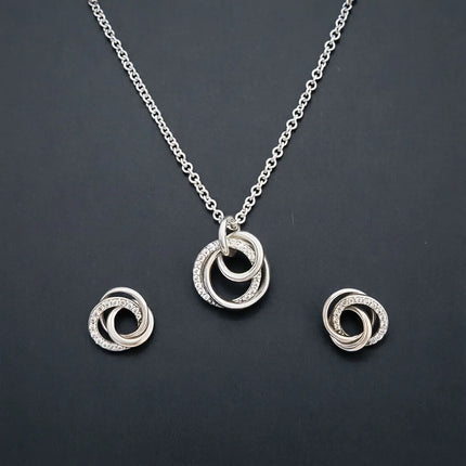 925 Silver Moon Earrings&Necklace Sets Infinity Heart Earring &Necklace S925 For Women Popular Engagement Jewelry Gift