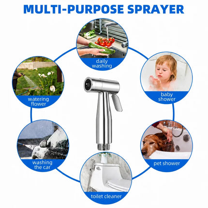 Portable Handheld Bidet Sprayer Nozzle for Feminine Hygiene Pressurized Cleaning Toilet Washing Bathroom Accessory