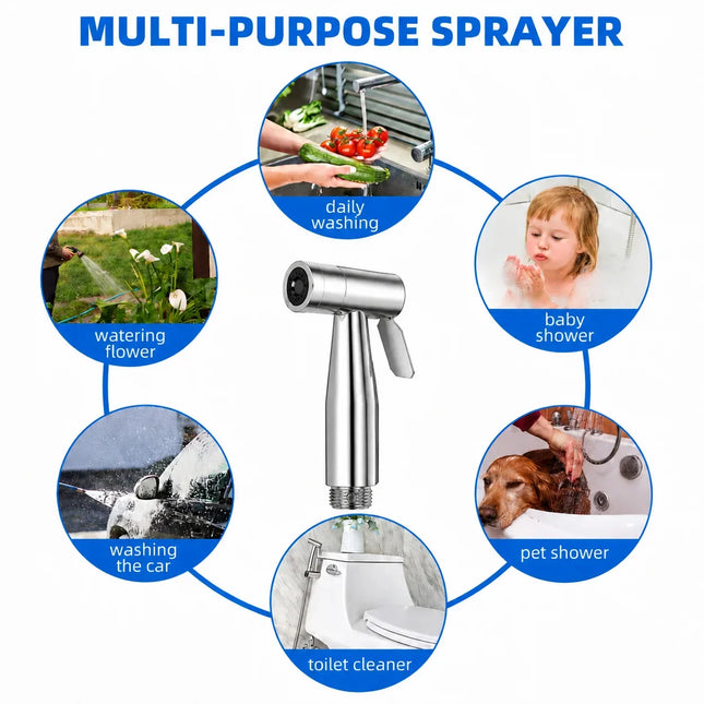 Portable Handheld Bidet Sprayer Nozzle for Feminine Hygiene Pressurized Cleaning Toilet Washing Bathroom Accessory