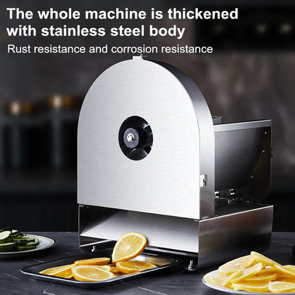 Commercial Electric & Manual Vegetable Slicer – Automatic Potato/Fruit Cutter for Lemon/Carrot/Cabbage, Stainless Steel & Non-