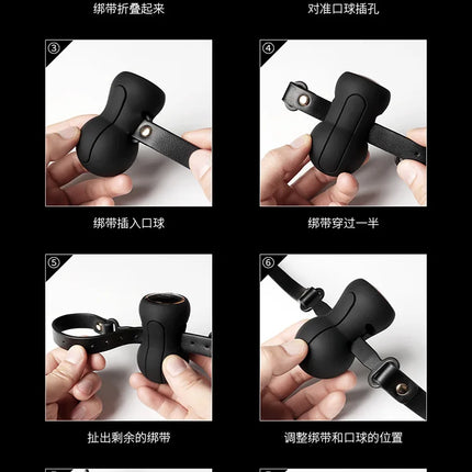 2026 New Silicone Black Electric Shock Mouth Gag Adjustable SM Gear Adult Toy Alternative Play Couple Training Adult Game Gag18+