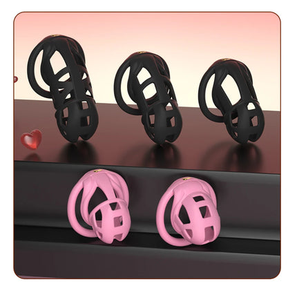 Male Chastity Cage Device Lock Belt Set Flat And Curved Rings ABS Material Removable Metal Lock Training Urethral Opening
