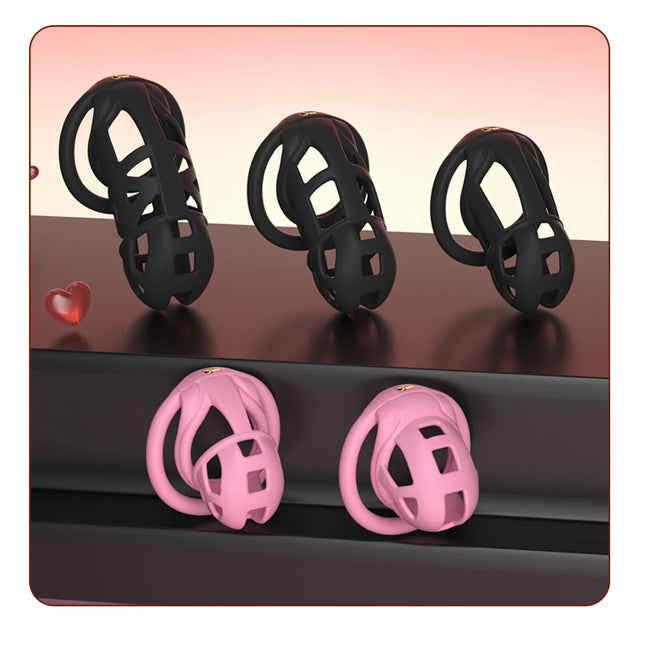 Male Chastity Cage Device Lock Belt Set Flat And Curved Rings ABS Material Removable Metal Lock Training Urethral Opening