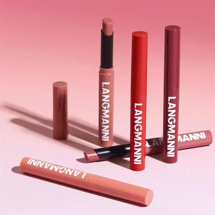 12 Color Matte Lipstick Pencil Waterproof Long Lasting Non-Stick Cup Lip Stain Tint Cosmetic Nude Lipstick Pen Makeup Cosmetics